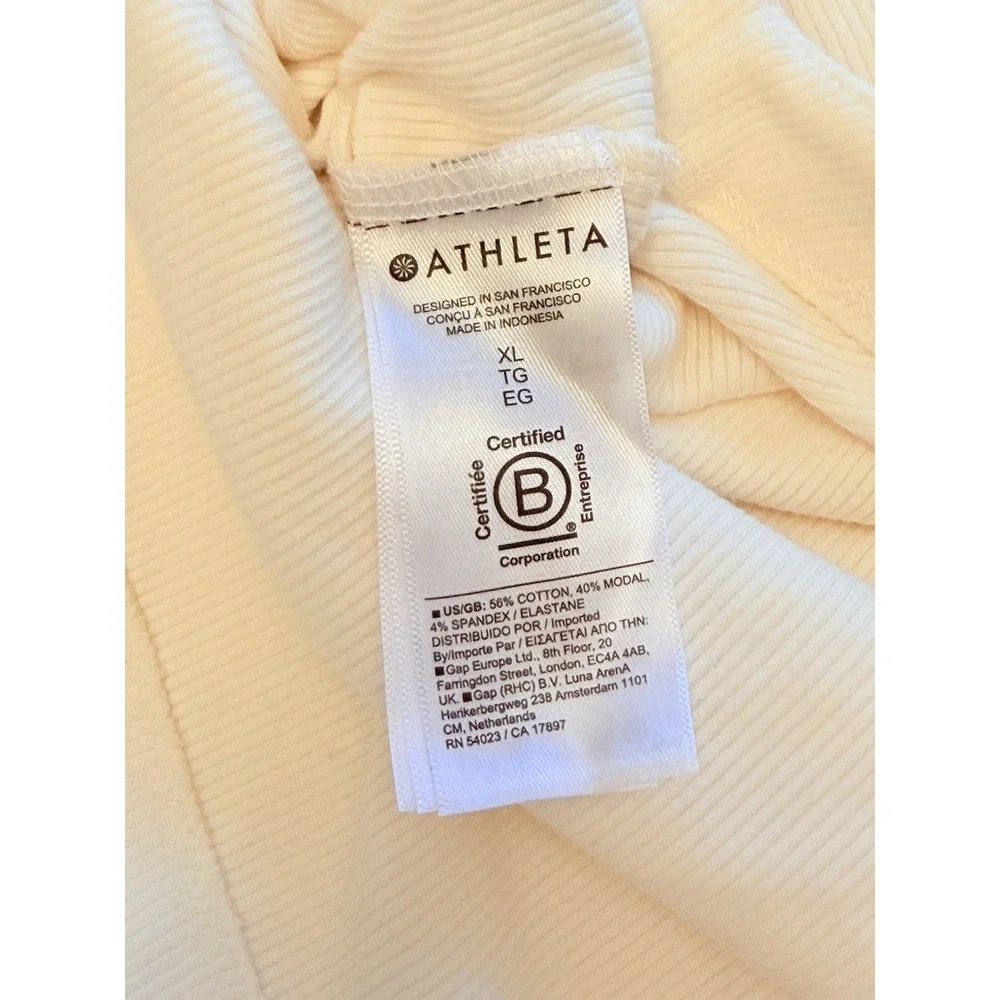 Athleta Cream Colored V Back Long Sleeve Sweater Size Extra Large XL Women's